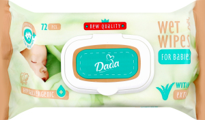 Серветки вологі дитячі Сенсітів з екстрактом алое 72шт з клапаном ДаДа