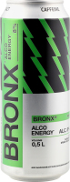 Напій енергетичний Ківі-Яблуко сильногазований 8% 0,5л ж/б Bronx