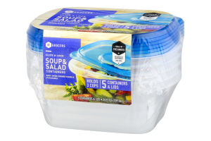 SE Grocers Click & Lock Containers Soup & Salad - 5 CT