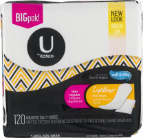 U By Kotex Wrapped Daily Liners Thin Regular - 120 CT