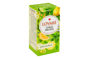 Бленд чаю трав'яного та зеленого байхового дрібного з ароматом лимона Citrus melissa Lovare к/у 24х1.5г