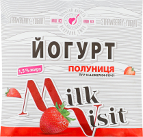 Йогурт з наповнювачем Полуниця 1,5% 400г п/е Milk Visit
