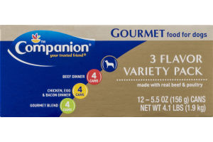 Companion Gourmet Food for Dogs Variety Pack - 12 CT