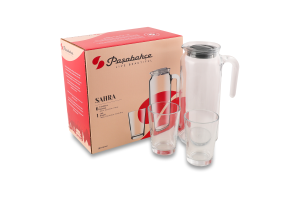 Набір Сара Глечик 1л з кришкою+Склянка д/води 200мл 6шт Pasabahce