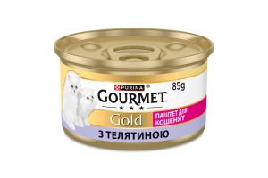 Корм консервированный полнорационный для котят с телятиной Паштет Gold Gourmet ж/б 85г