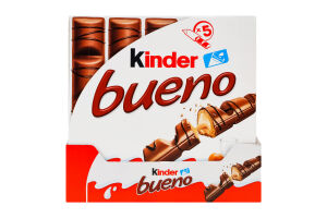 Вафли с молочно-ореховой начинкой покрытые молочным шоколадом Bueno Kinder к/у 107.5г