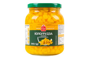 Кукуруза сахарная из целых зерен консервированная стерилизованная Fine Life в/с с/б 340г