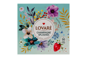 Бленд чая черного и зеленого мелкого с ягодами, лепестками и ароматом земляники Champagne splashes Lovare к/у 90х2г