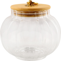Цукорниця 800мл скло з бамбуковю кришкою