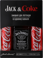 Набор Виски 0.7л 40% Old №7 Jack Daniel's + Напиток безалкогольный сильногазированный Coca-Cola 2х0.33л Jack&Coke к/у