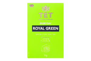 Чай зелений байховий листовий з ароматом лимона Royal green Everyday TET к/у 70г