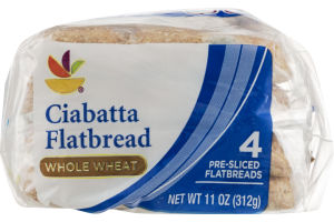 Ahold Ciabatta Flatbread Whole Wheat - 4 CT