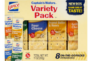 Lance Captain's Wafers Variety Pack Cracker Sandwiches - 8 PK