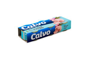 Тунец в собственном соку консервированный стерилизованный Calvo к/у 3х80г