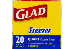 Glad Quart Zipper Bag Extra Wide Seal Freezer - 20 CT