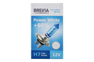 Лампа галогенова Power White H7 12V 55W 4300K Brevia