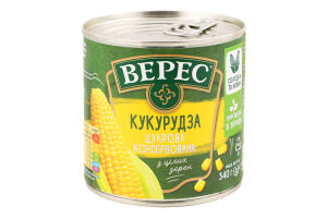 Кукуруза сахарная консервированная стерилизованная вакуумированная из целых зерен Верес ж/б 340г