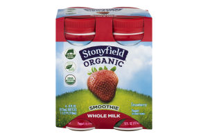 Stonyfield Organic Whole Milk Smoothie Strawberry - 4 CT