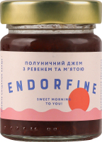 Джем полуничний з ревенем та м'ятою стерилізований Endorfine в/ґ с/б 234г