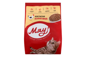 Корм сухой для взрослых котов Аппетитная курятина Мяу! м/у 300г