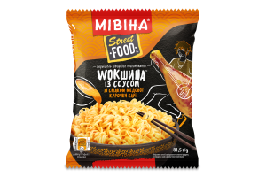 Вермішель швидкого приготування із соусом зі смаком медової курочки карі Wokшина Street Food Мівіна м/у 81.5г