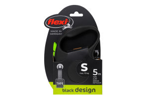 Повідець-рулетка д/собак до 15кг Black Design зелений стрічка р.S 5м Flexi