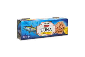 Тунець шматочками в олії 3*65г ж/б з ключем Alba Food
