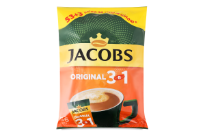 Напиток кофейный растворимый c сахаром и подсластителями 3в1 Original Jacobs м/у 56х12г