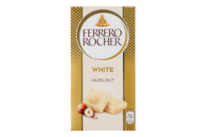 Шоколад белый с ореховой начинкой и измельченными лесными орехами Ferrero Rocher к/у 90г