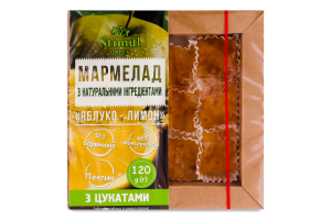 Мармелад с натуральными ингредиентами с цукатами Яблоко-лимон Green Stimul к/у 120г