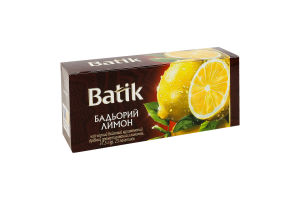 Чай чорний байховий купажований дрібний ароматизований з лимоном Бадьорий лимон Batik в/ґ к/у 25х1.5г