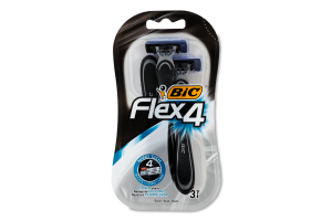 Бритва 4 лезвия без сменных картриджей Flex 4 BiC 3шт