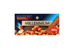 Шоколад молочный с целыми лесными орехами Golden Nut Millennium к/у 100г