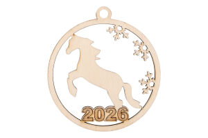 Підвіска новорічна Символ року однотонна дерево 8см в асортименті Цицак