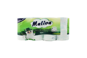 Туал. папір Maliva 8 рул. по 130 арк., 17 м, 3-х шар. Альпійський И012 (Болгарія)