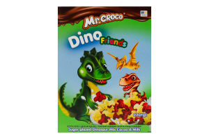 Завтраки сухие глазированные сахарной глазурью с какао и молоком Динозаврики Микс Mr. Croco к/у 220г