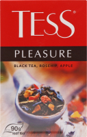 Чай Pleasure чорний з шипшиною яблуком пелюстками квітів та ароматомтропічних фруктів листовий 90г Tess