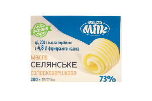 Масло солодковершкове 73% Селянське Lyubar Milk м/у 200г