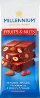 Шоколад Fruits&Nuts молочний з мигдалем журавлиною та родзинками 90г Millennium