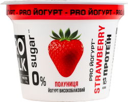 Йогурт 3% высокобелковый с наполнителем и подсластителем без добавления сахара Клубника Pro Milk ст 200г