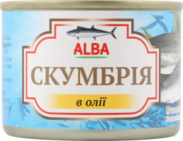 Скумбрія в олії 200г ж/б з ключем Alba Food