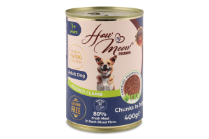 Корм д/дорослих собак з ягням 400г ж/б How Meow