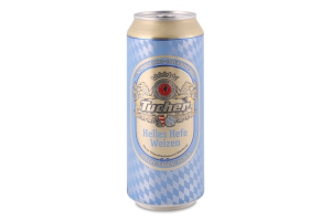 Пиво 0.5л 5.2% світле нефільтроване неосвітлене пастеризоване Helles Hefe weizen Tucher з/б