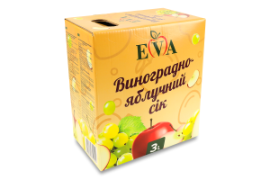 Сок пастеризованный восстановленный осветленный виноградно-яблочный Eva к/у 3л