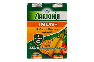 Напій кисломолочний 1.5% йогуртний з наповнювачем Мультифрукт Імун+ Лактонія к/у 4х100г