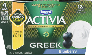 Dannon Activia Probiotic Lowfat Yogurt with Bifidus Blueberry - 4 PK
