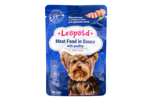 Корм консервированный для взрослых собак мясной с птицей в соусе Leopold д/п 100г