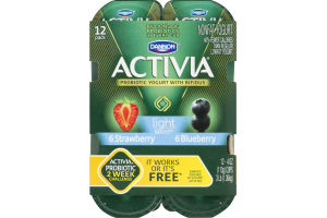 Dannon Activia Light Probiotic Nonfat Yogurt with Bifidus Variety Pack - 12 PK