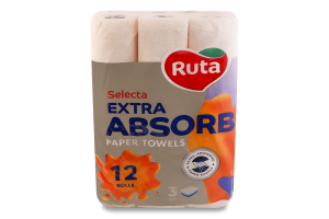 Рушники паперові 3-х шарові Extra Absorb Selecta Ruta 12шт
