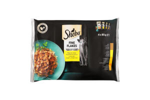 Набор кормов консервированных для взрослых котов Ассорти из мяса птицы в желе Нежные кусочки Sheba м/у 4х85г